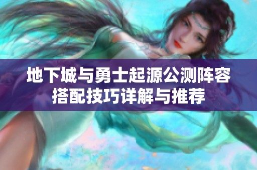 地下城与勇士起源公测阵容搭配技巧详解与推荐