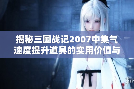 揭秘三国战记2007中集气速度提升道具的实用价值与攻略解析