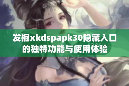发掘xkdspapk30隐藏入口的独特功能与使用体验