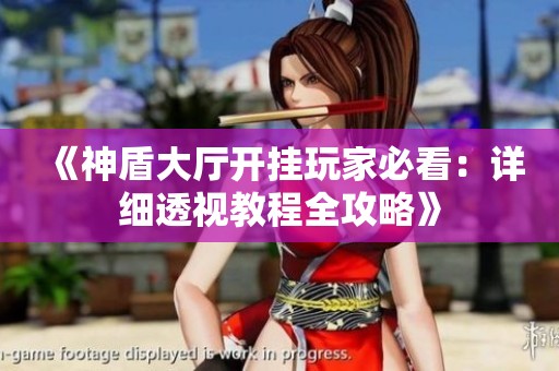 《神盾大厅开挂玩家必看：详细透视教程全攻略》
