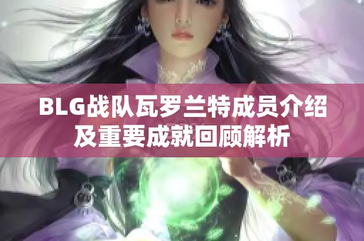 BLG战队瓦罗兰特成员介绍及重要成就回顾解析